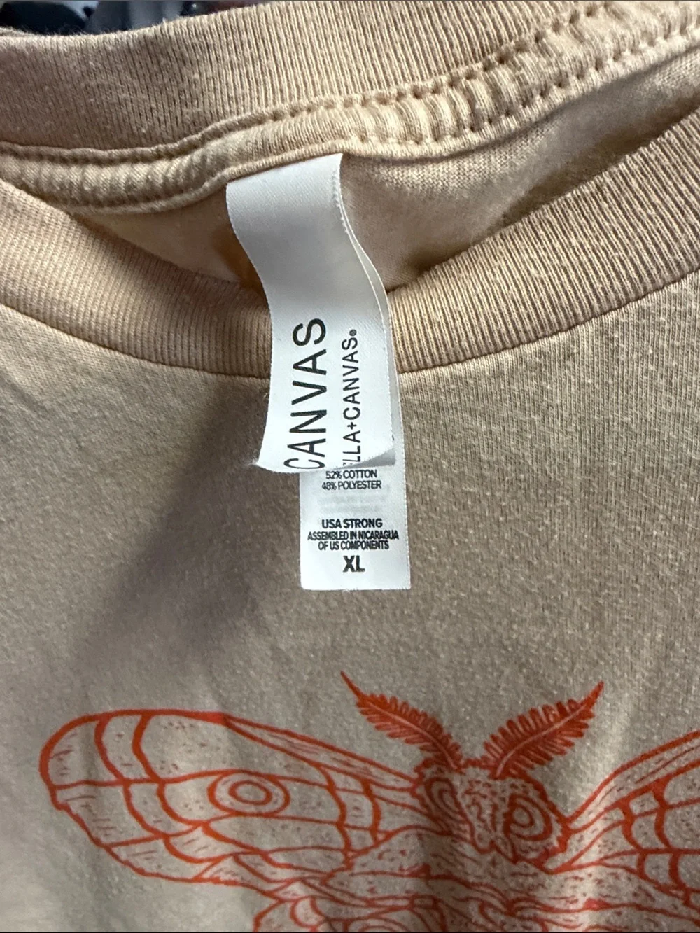 Mothman Graphic Tee in Peach with Orange Print - Picture 2 of 3